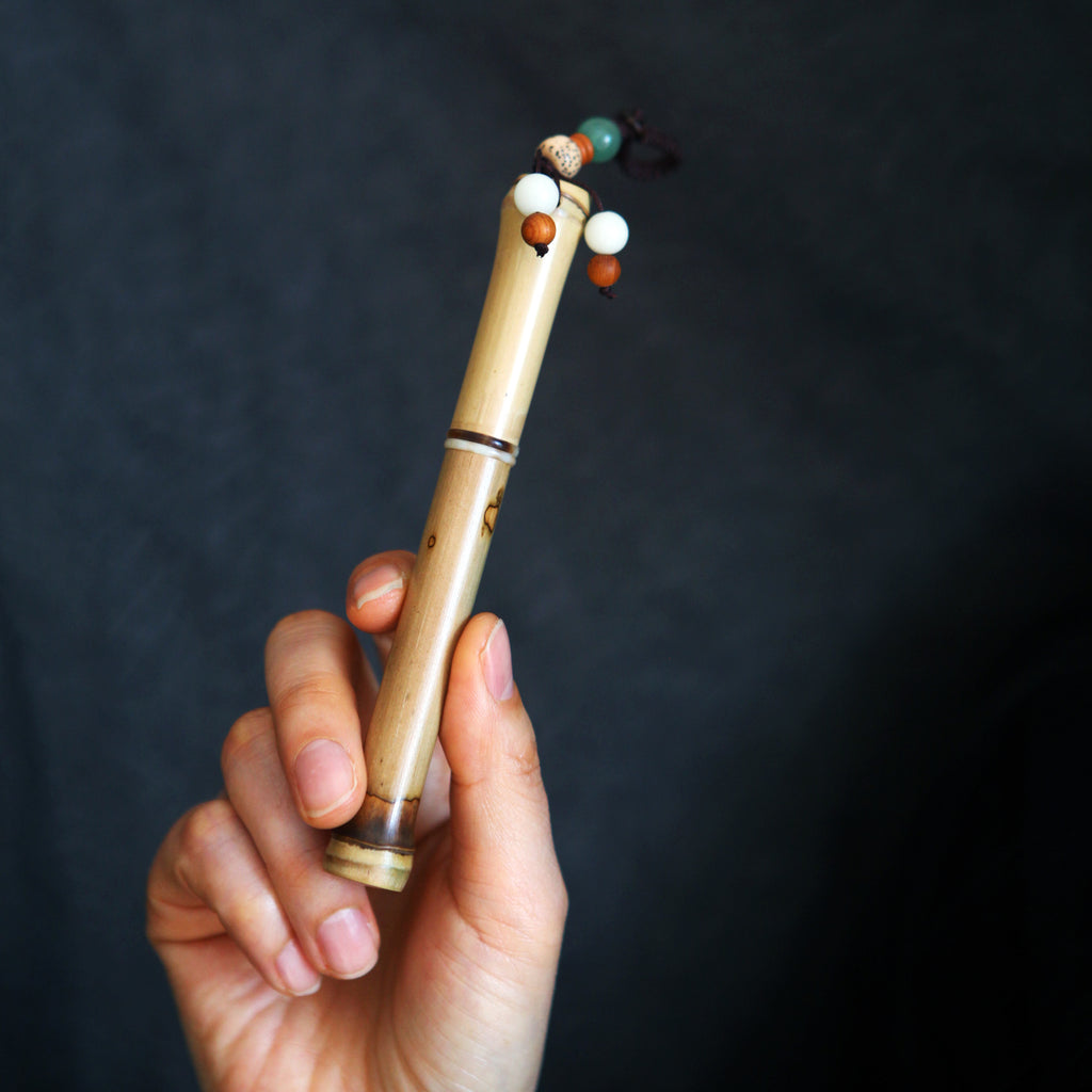 SeventyTwo Handmade Glass Dip Pen with Natural Bamboo Body, Fine Point, Decorative Beaded Tassel, Calligraphy Writing Instrument