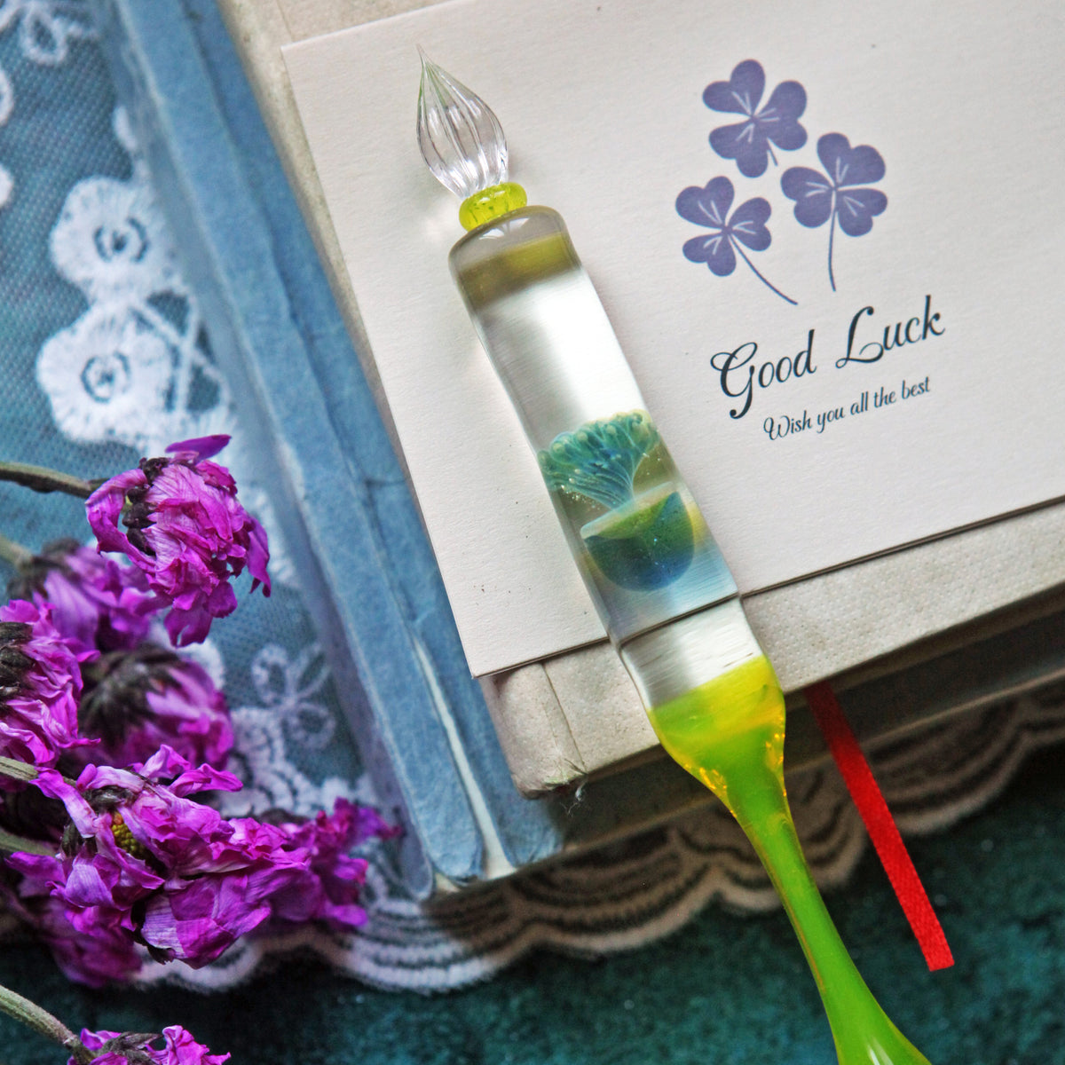 SeventyTwo "Deep Sea Dream" Hand-Blown Jellyfish Glass Pen(Flash Point Blue Jellyfish)