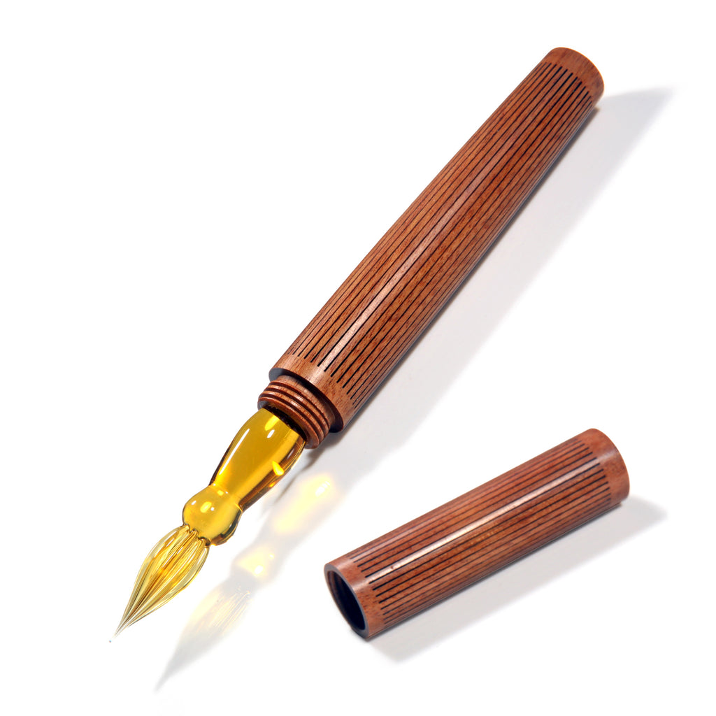 SeventyTwo Handmade Glass Dip Pen with Wood Handle, Calligraphy Writing Pen with Glass Nib