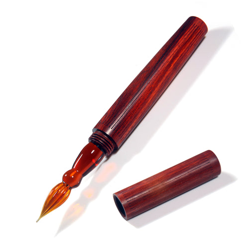SeventyTwo Handmade Glass Dip Pen with Wood Handle, Calligraphy Writing Pen with Glass Nib