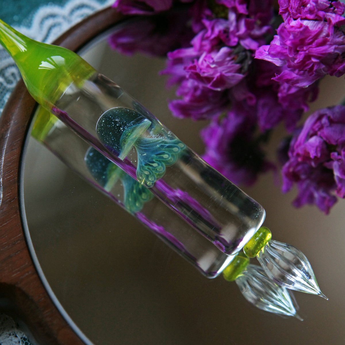SeventyTwo "Deep Sea Dream" Hand-Blown Jellyfish Glass Pen(Flash Point Blue Jellyfish)