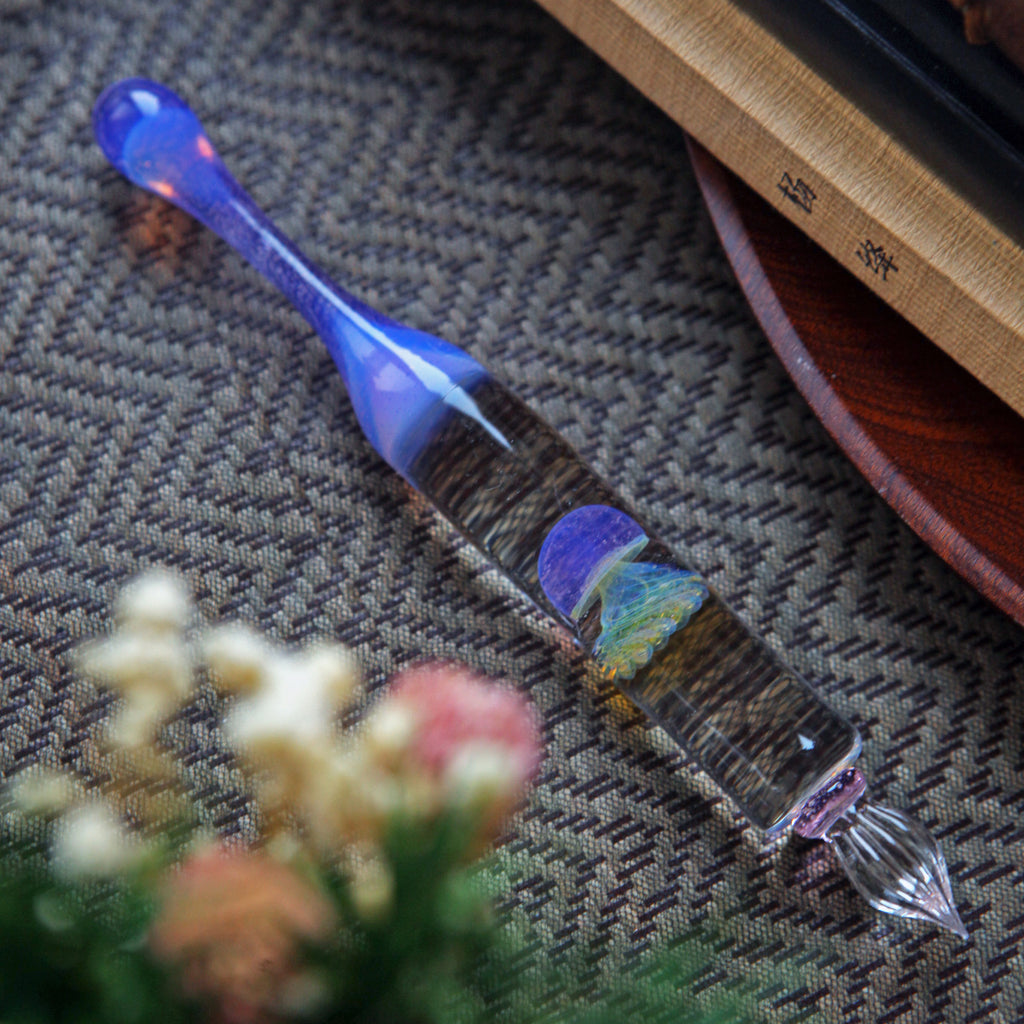 SeventyTwo "Deep Sea Dream" Hand-Blown Jellyfish Glass Pen(Purple Firework Jellyfish)