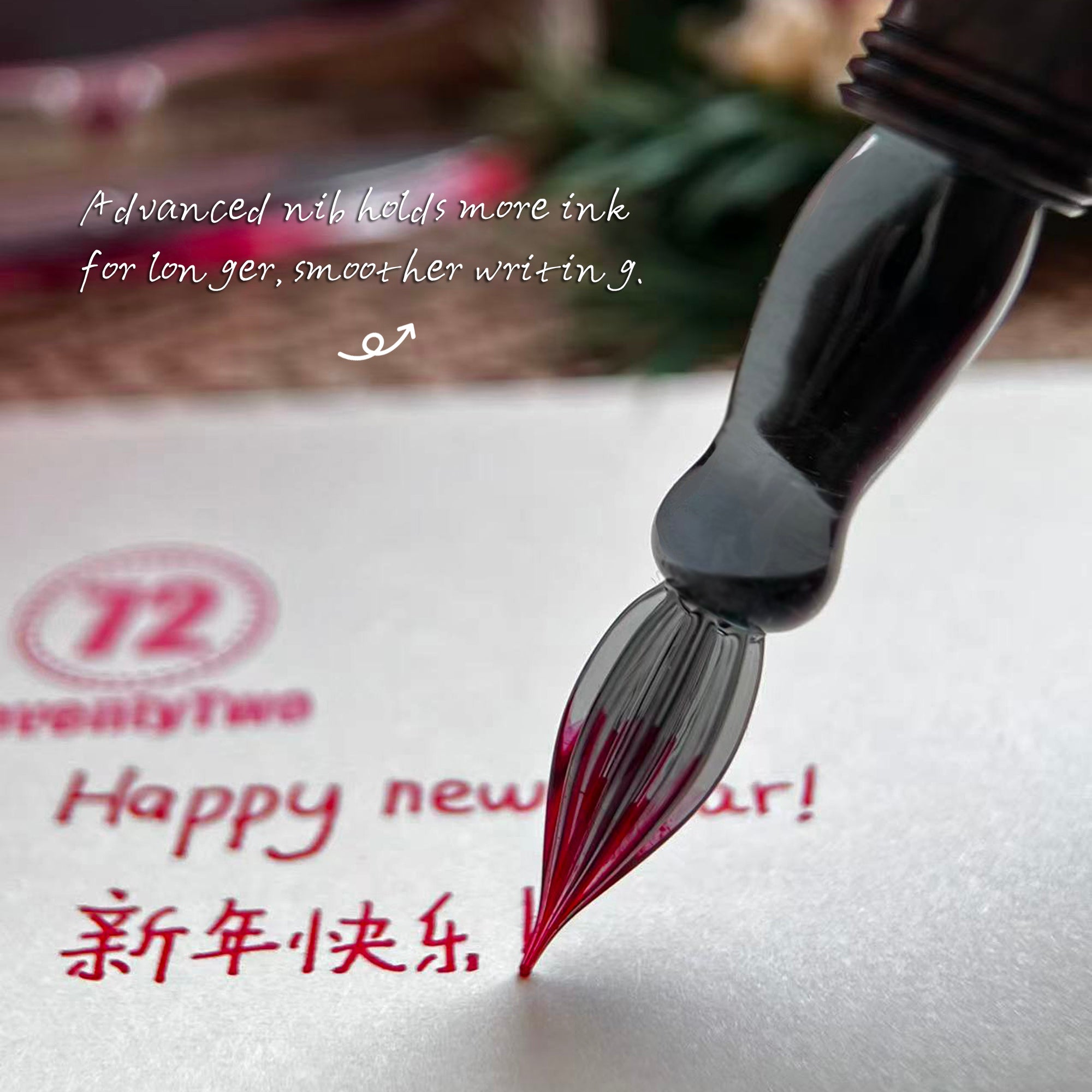 SeventyTwo Handmade Glass Dip Pen with Wood Handle, Calligraphy Writing Pen with Glass Nib