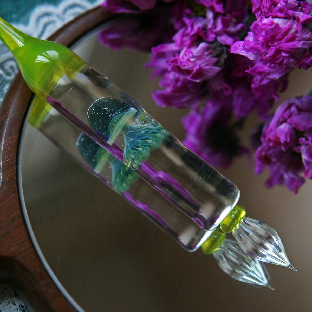 SeventyTwo "Deep Sea Dream" Hand-Blown Jellyfish Glass Pen(Flash Point Blue Jellyfish) - SeventyTwo