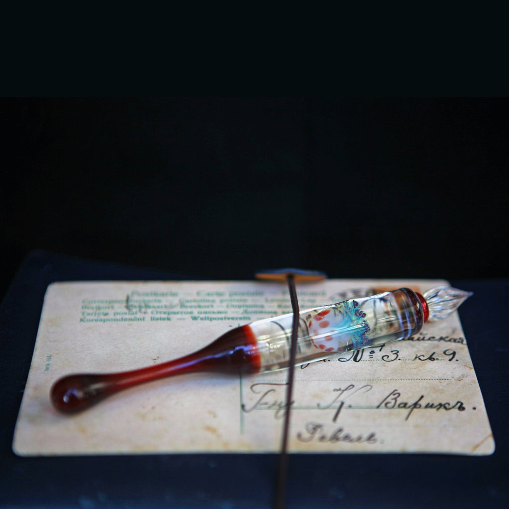 SeventyTwo "Deep Sea Dream" Hand - Blown Jellyfish Glass Pen(Red Jellyfish) - SeventyTwo