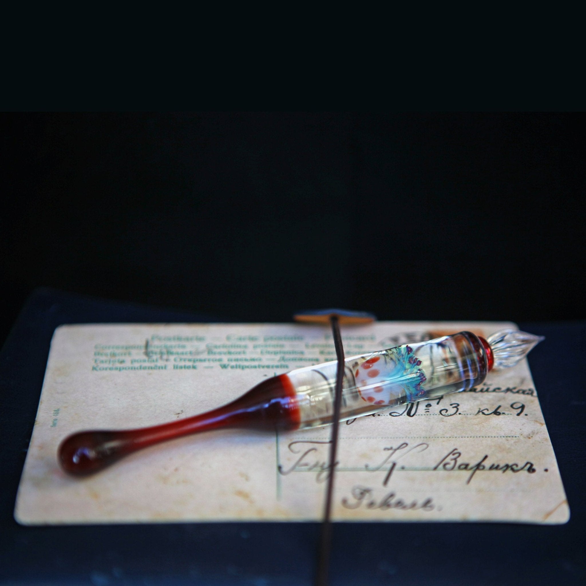 SeventyTwo "Deep Sea Dream" Hand - Blown Jellyfish Glass Pen(Red Jellyfish) - SeventyTwo