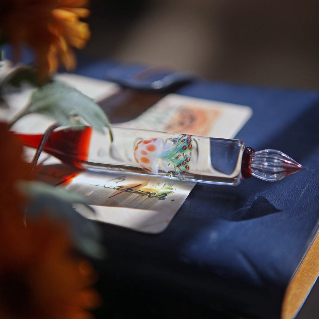 SeventyTwo "Deep Sea Dream" Hand - Blown Jellyfish Glass Pen(Red Jellyfish) - SeventyTwo