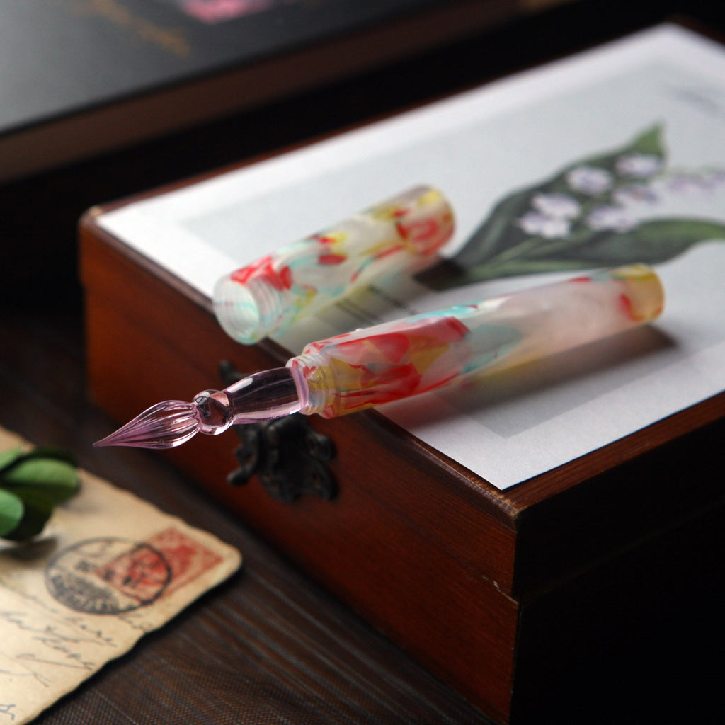 SeventyTwo Glass Dip Pen with Multicolor Resin Handle - SeventyTwo
