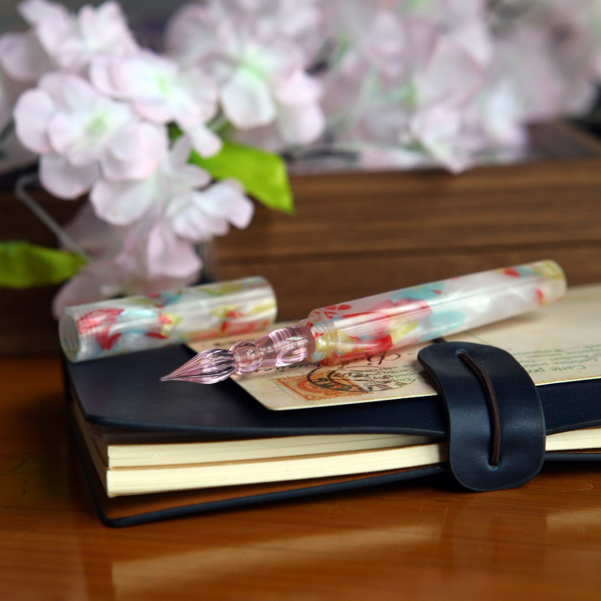 SeventyTwo Glass Dip Pen with Multicolor Resin Handle - SeventyTwo