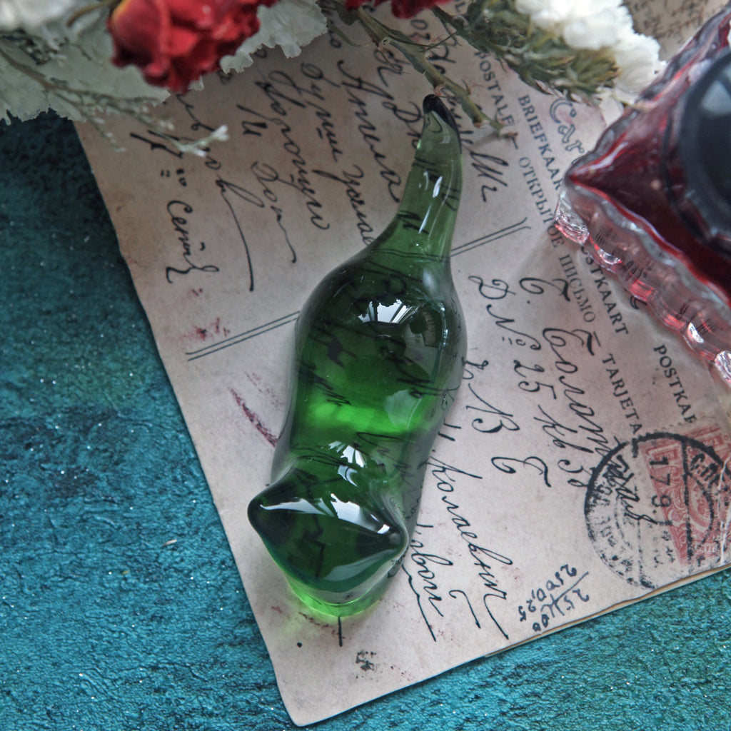 SeventyTwo Glass Pen Support, Kitten Style, Decorative Pen Rest for Writing Desk - SeventyTwo