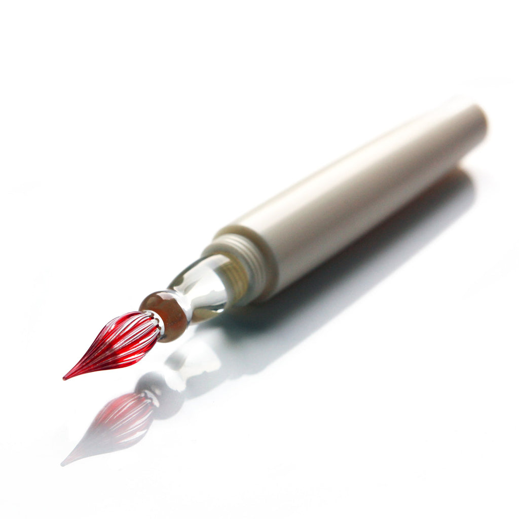 SeventyTwo Handmade Glass Dip Pen, Ivory White, Fine Point, Classic Style for Calligraphy and Art (Ivory White) - SeventyTwo