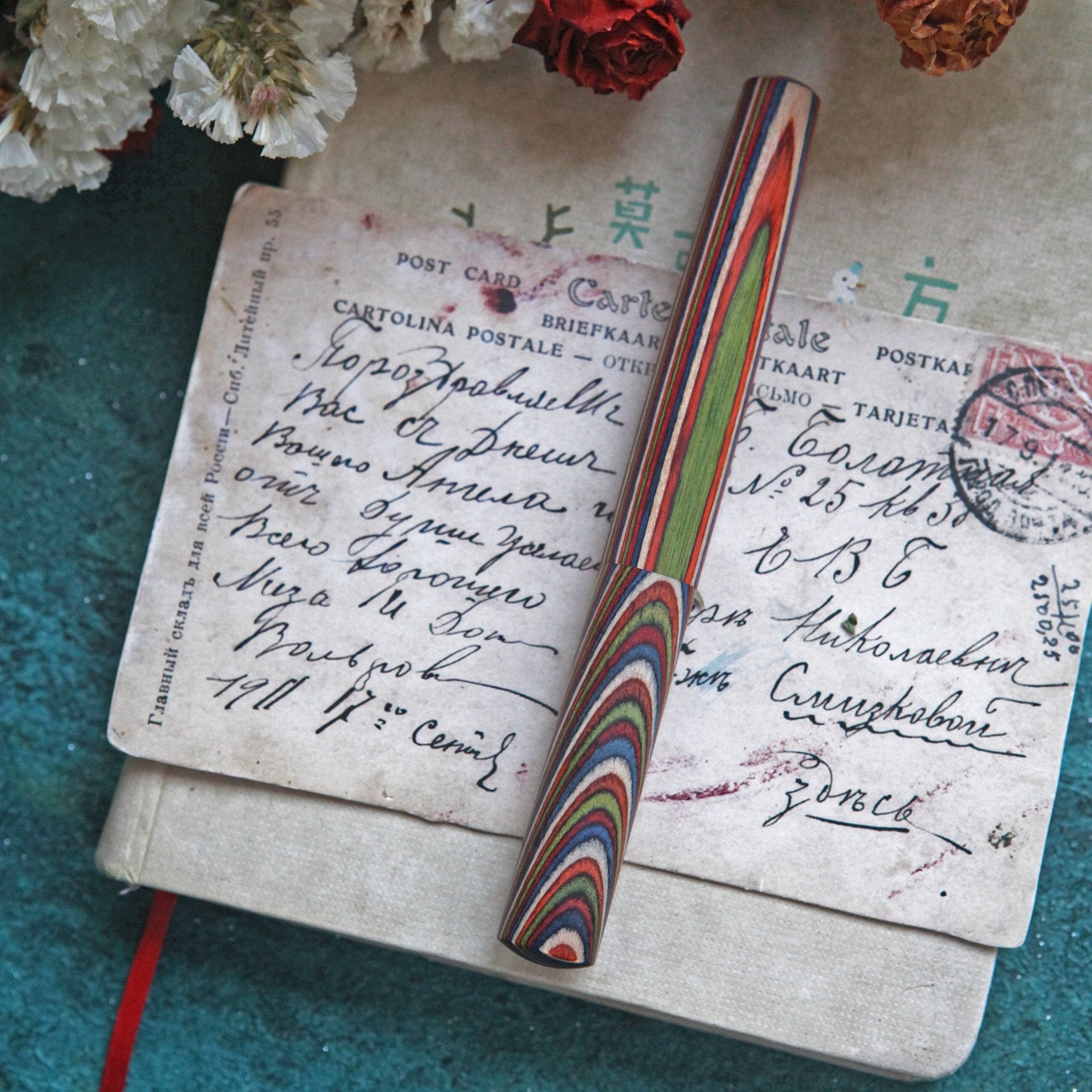SeventyTwo Handmade Glass Dip Pen with Colorwood Handle, Borosilicate Emerald Glass Nib, Calligraphy Writing Set, Vintage Style (Emerald) - SeventyTwo