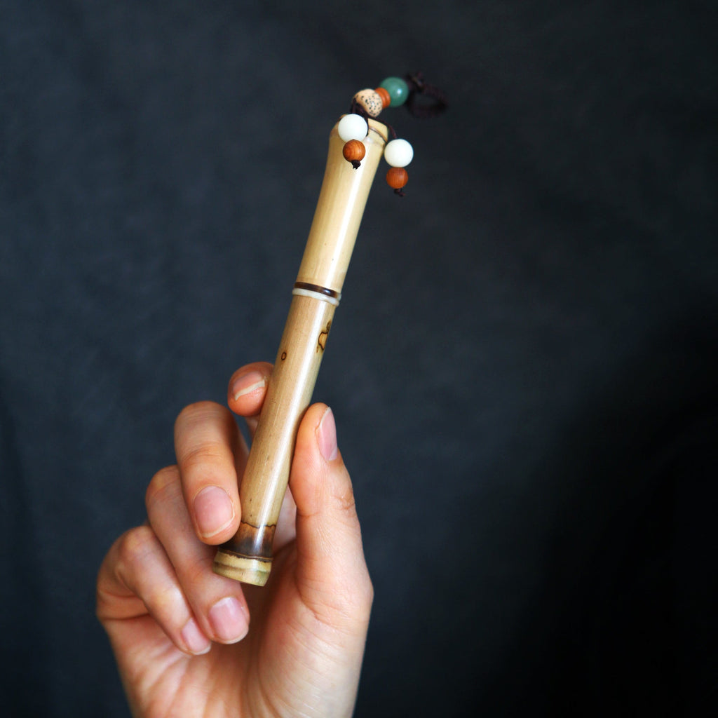 SeventyTwo Handmade Glass Dip Pen with Natural Bamboo Body, Fine Point, Decorative Beaded Tassel, Calligraphy Writing Instrument - SeventyTwo
