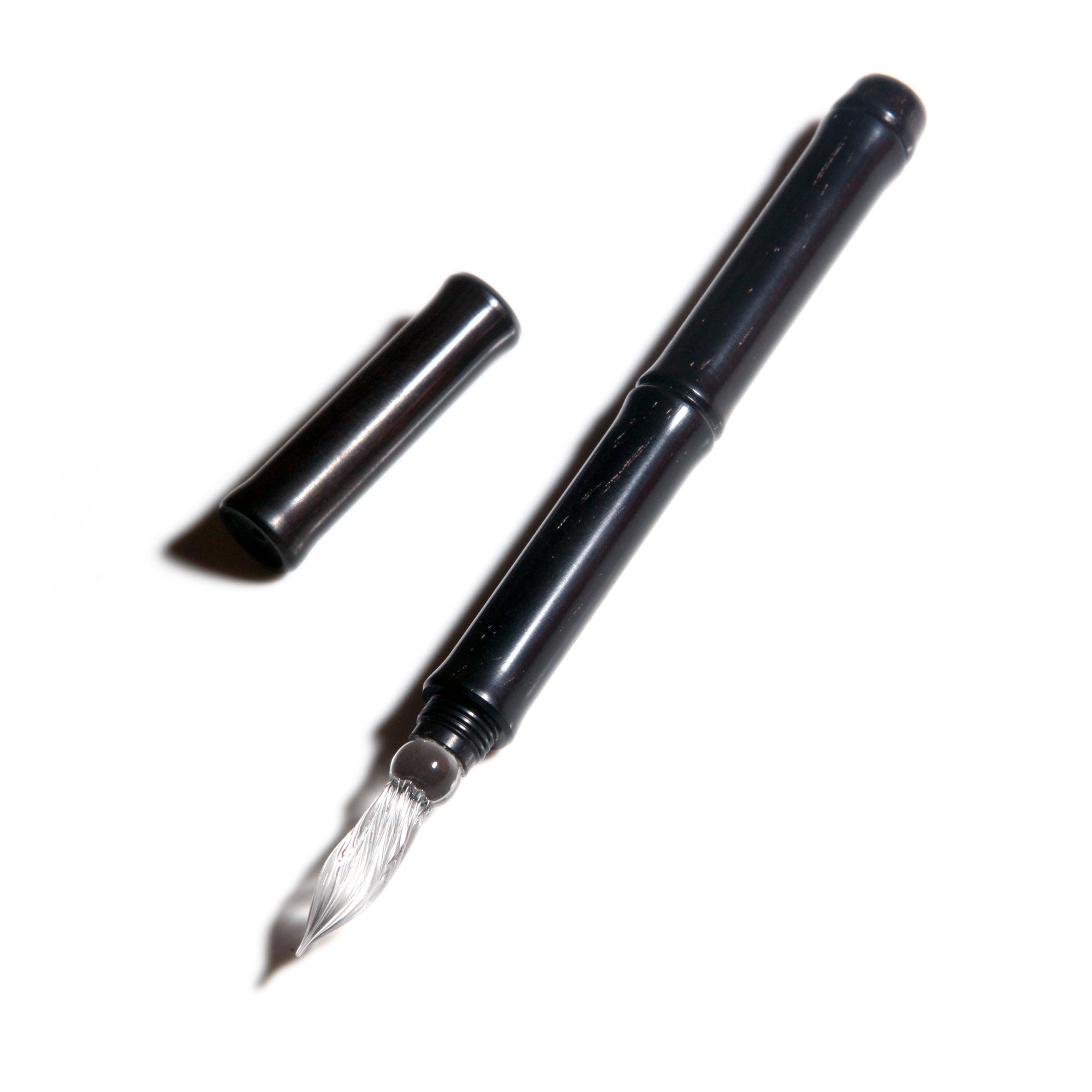 SeventyTwo Handmade Glass Dip Pen with Wood Handle, Fine Point, Black Ink, Adult Writing Instrument with Display Case - SeventyTwo