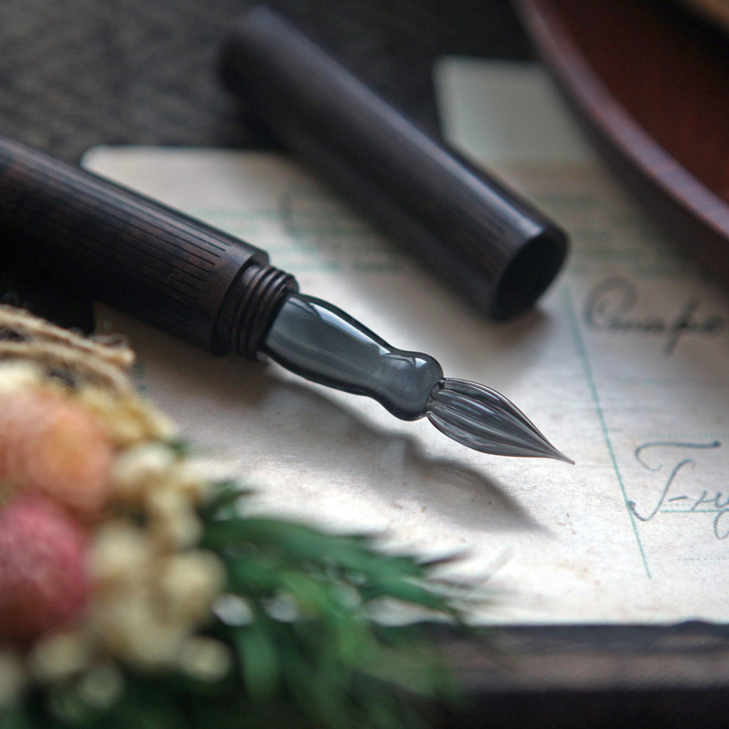 SeventyTwo Handmade Handcrafted Glass Dip Pen — Black Sandalwood - SeventyTwo