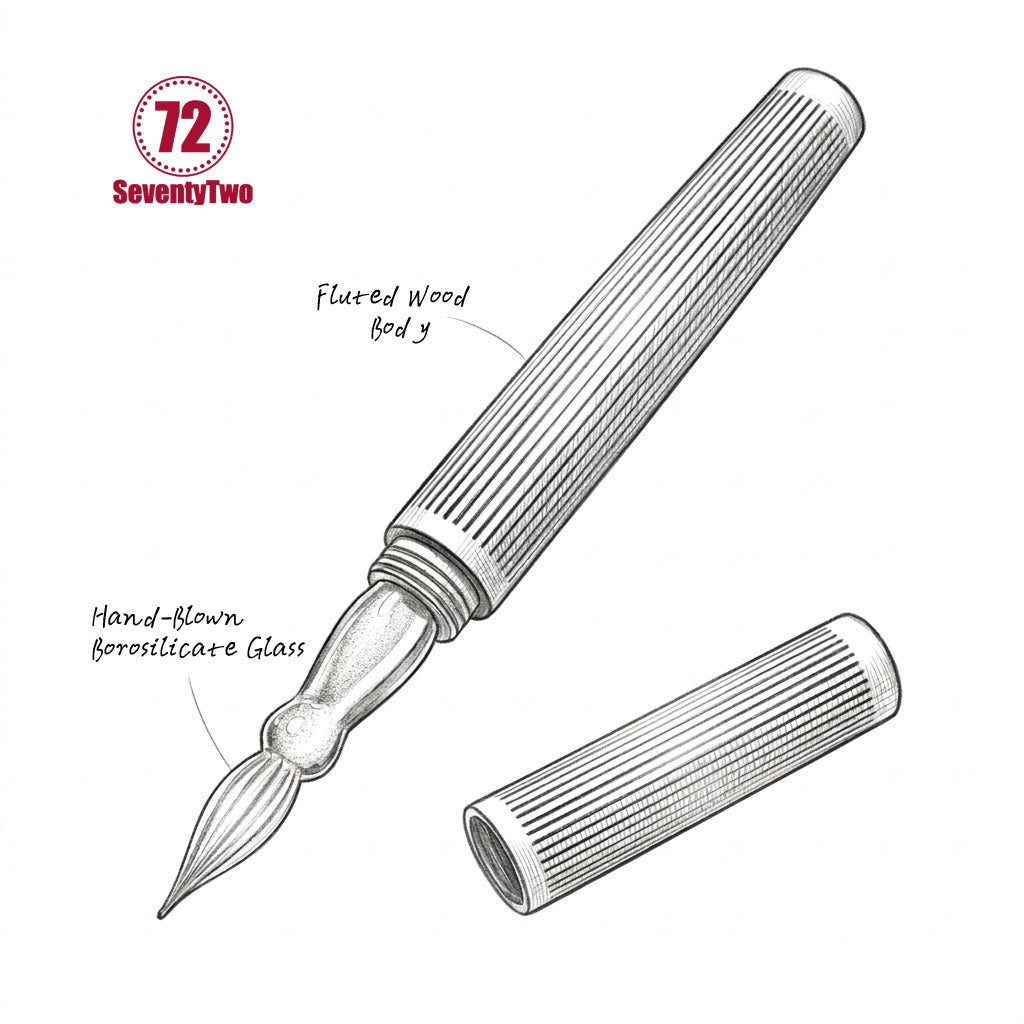 SeventyTwo Handmade Handcrafted Glass Dip Pen — Black Sandalwood - SeventyTwo