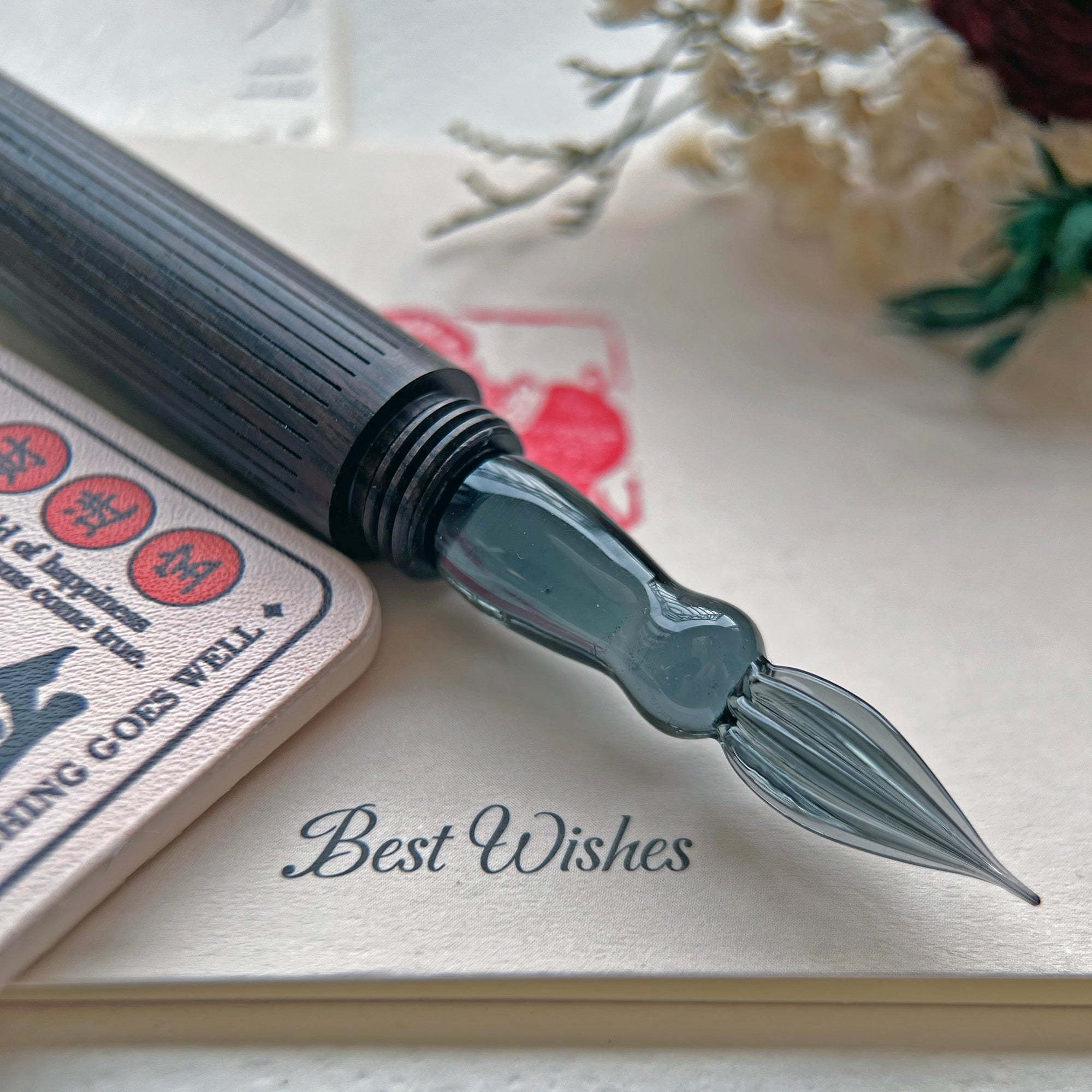 SeventyTwo Handmade Handcrafted Glass Dip Pen — Black Sandalwood - SeventyTwo