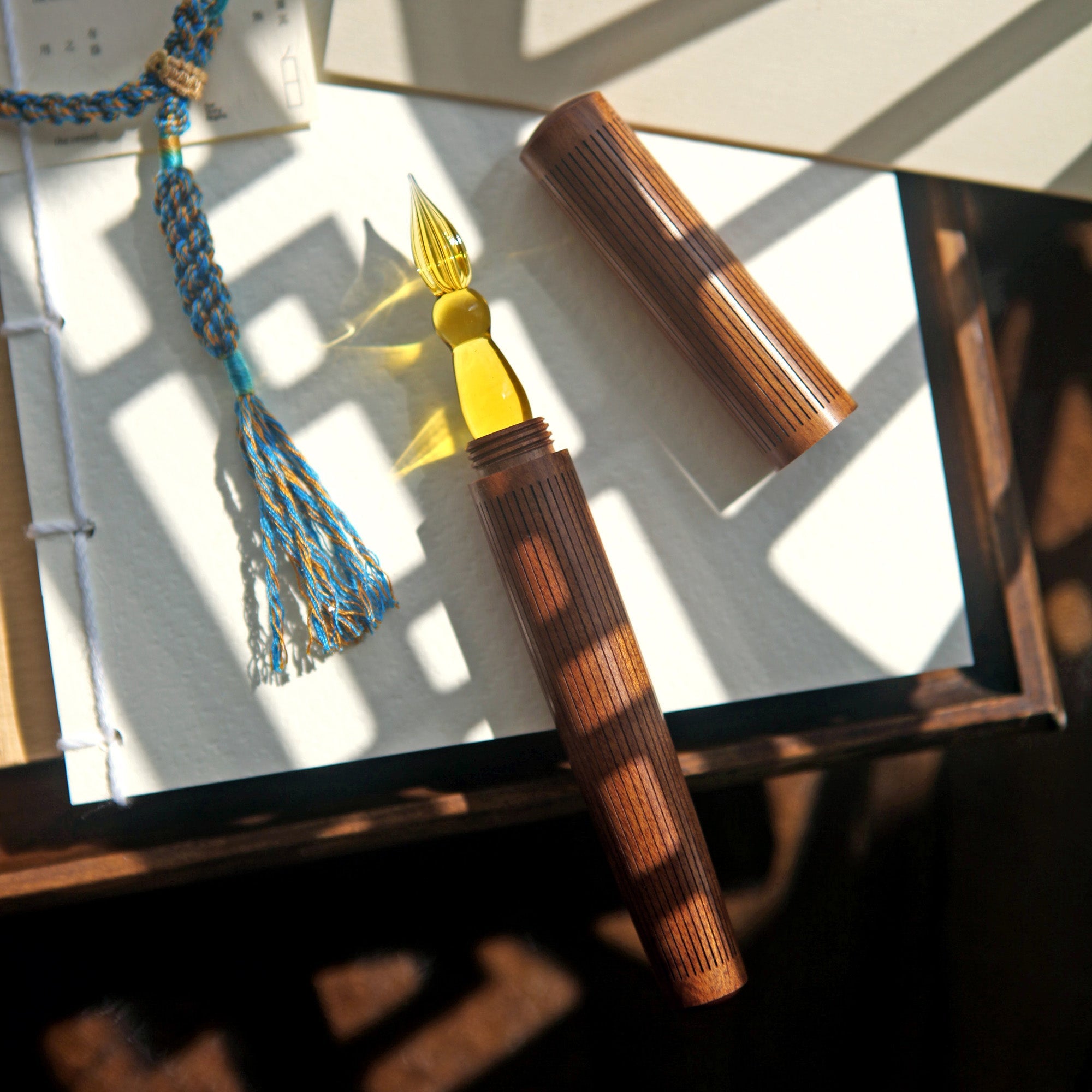 SeventyTwo Handmade Handcrafted Glass Dip Pen — Brown Rosewood - SeventyTwo