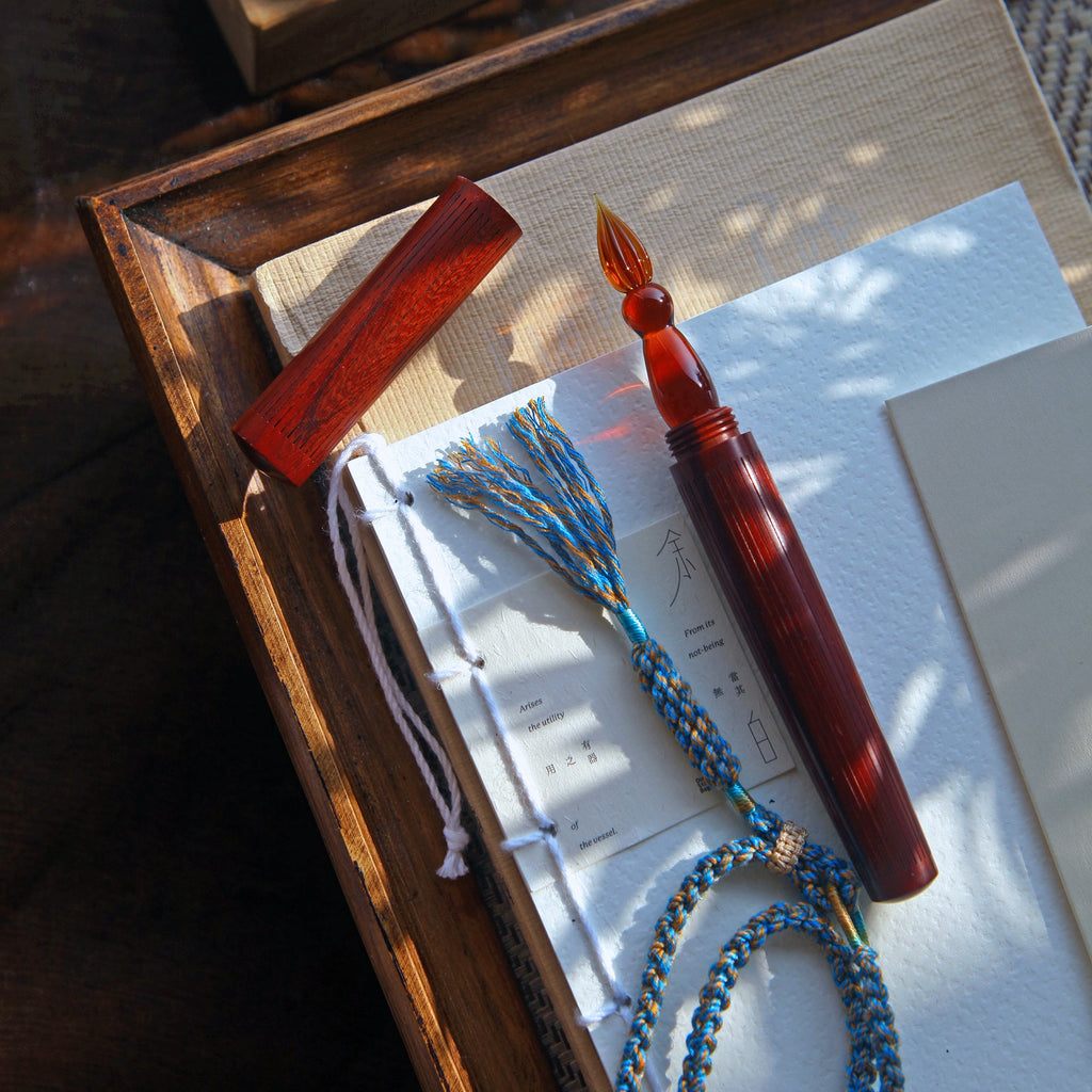 SeventyTwo Handmade Handcrafted Glass Dip Pen — Red African Padauk - SeventyTwo